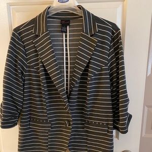 Charcoal grey and white striped blazer